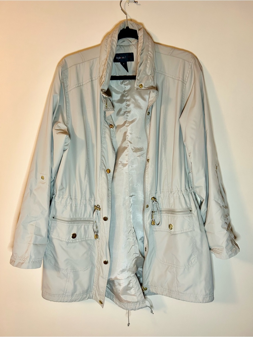 Light Beige Women's Drawstring Waist Jacket
